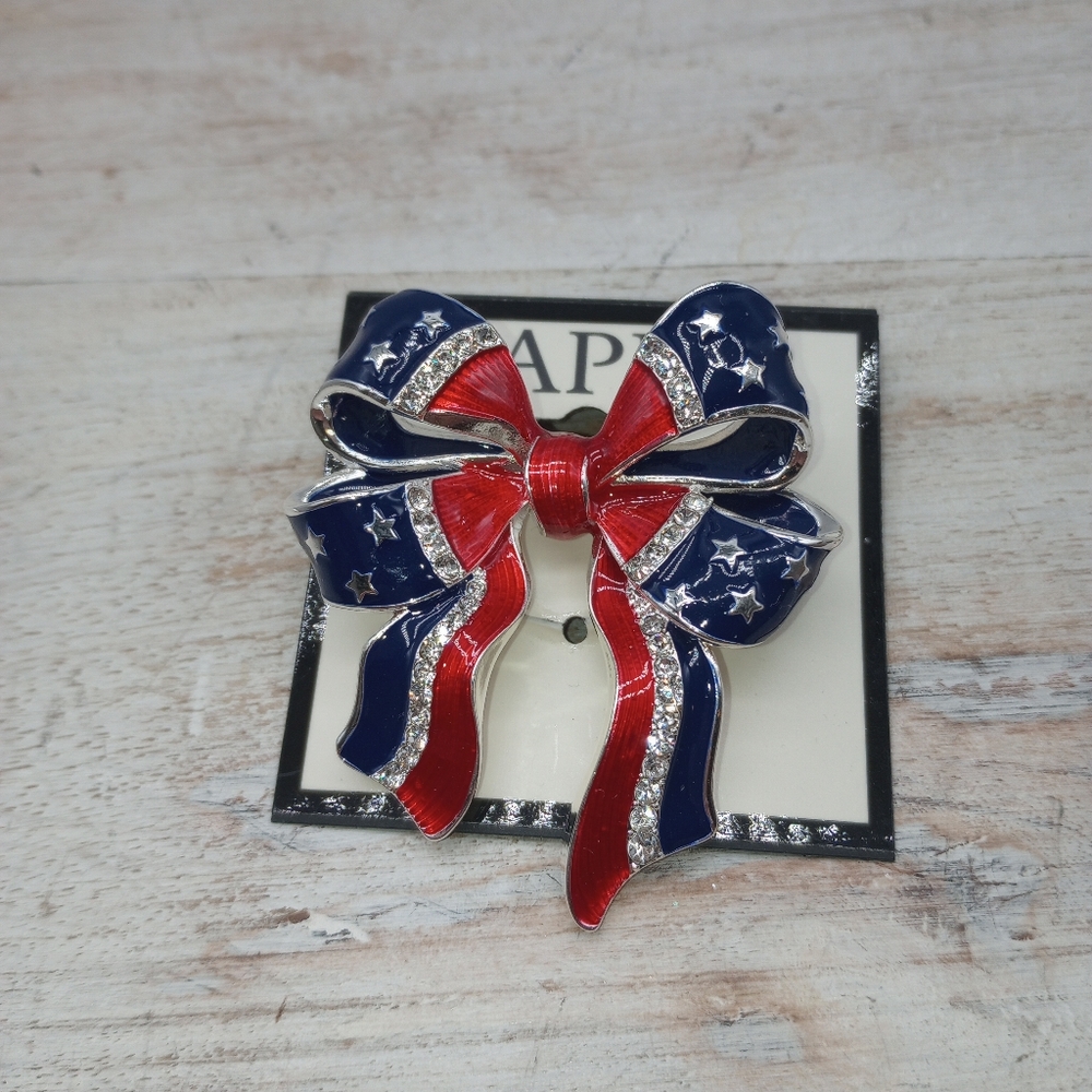 Napier Patriotic Bow Pin